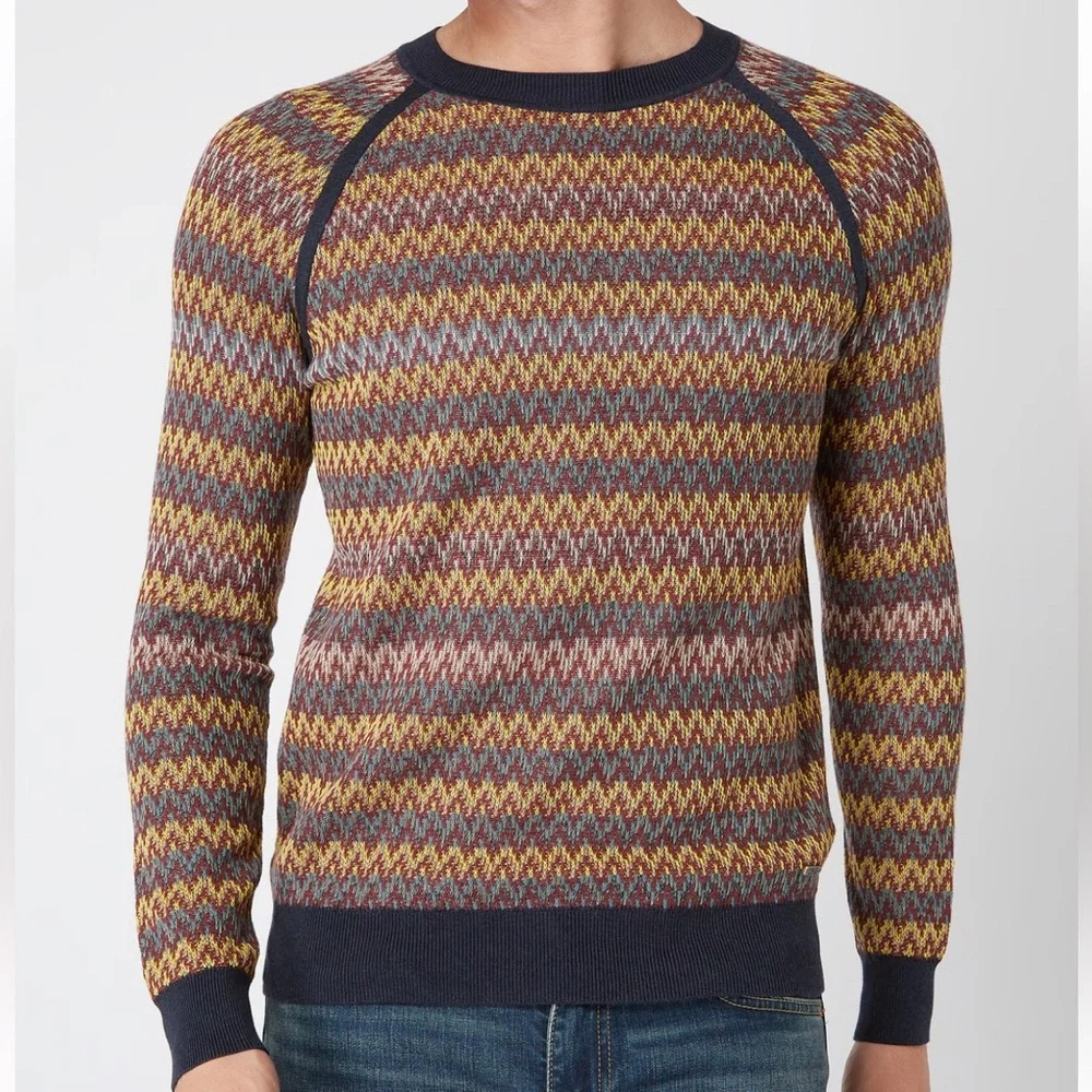 Hugo Boss Multicolor Crew Neck Sweater Size S Wool Blend Alpaca Cotton Fall